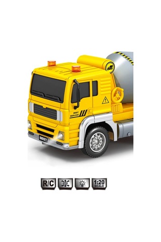 Pilli Işıklı Sesli 1:20 Ölçek Kumandalı Eğitici Çocuk Oyuncak Rc Çimento Kamyonu