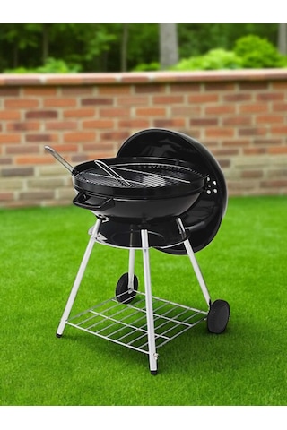 Xl Boy Kömürlü Küre Mangal Kapaklı Mangal 56cm Tekerlekli Yuvarl