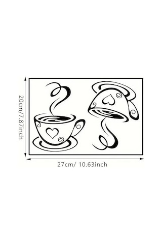 Gajeena "kahve Fincanı Desenli Otomatik Yapışkan Duvar Sticker - Su Geçirmez Isı Dayanıklı Ev Dekorasyonu" Siyah
