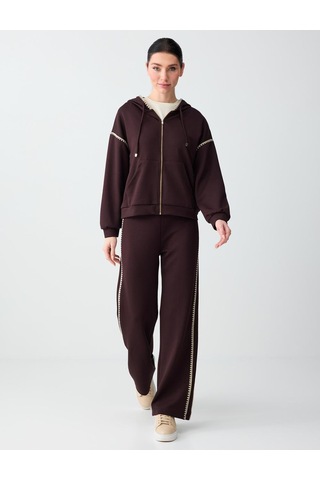 Jimmy Key Jimmy Key Acı Kahve Normal Bel Normal Paça Çizgili Örme Jogger Pantolon 6sw115650803 Acı Kahverengi