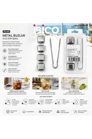 5pcs 4 Küp - Maşa Küp Şekli Metal Buzluk Bx40 Ahşap