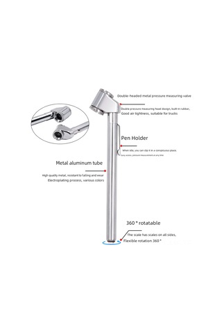 Mufunye Araba Lastik Basıncı Ölçer, 10-120psi Aralığında Hassas Okuma, Dayanıklı Metal Uçlu Kalem Tipi Tester Gl-1302, Gümüş, 45g