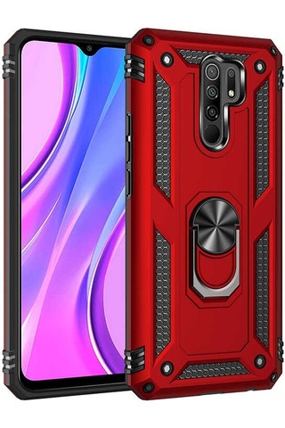Xiaomi Redmi 9 Kılıf Sert Silikon Yüzüklü Stand Özellikli Kapak