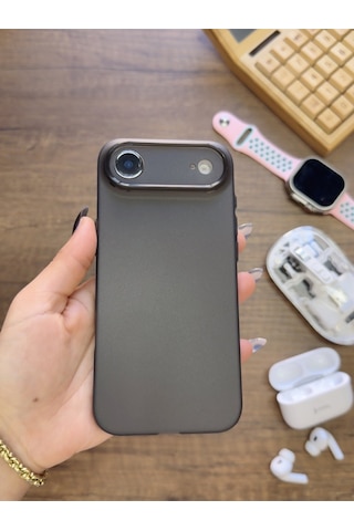 Apple iPhone 17 Air Uyumlu Süper İnce Mat Ultra Thin Silikon Kılıf Buzlu Siyah