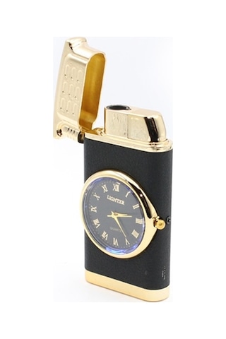 Kişiye Özel Silvio Monetti Siyah Gazlı Saatli Tasarım Çakmak