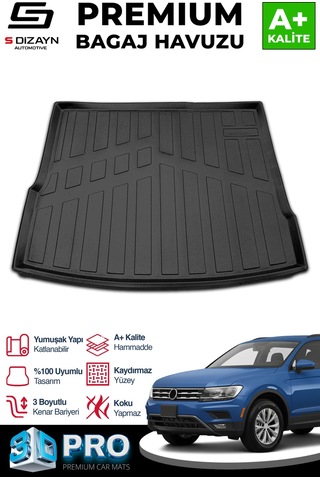 S-dizayn Vw Tiguan 3d Pro Bagaj Havuzu 2016-2023 A+ Kalite