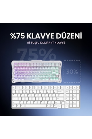 Gravastar K1 Lite Mekanik Gaming Klavye, M2 Kablosuz Optik Mouse Ve Mousepad Oyuncu Seti, Crystal Au