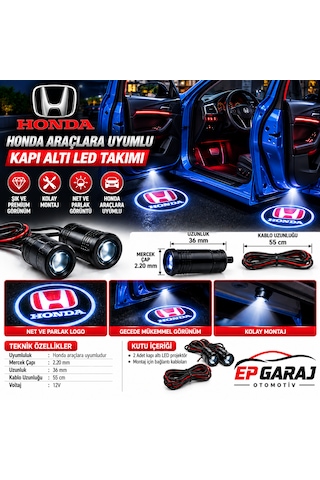 Honda Araçlara Uyumlu Ghost Shadow Lıght 2 Adet Kapı Altı Logo Led Projektör