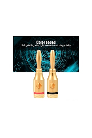 Vkemall 10 Adet Altın Kaplı Bakır Hoparlör Kablosu Bağlantı Ucu - Anti-korozif, Renk Kodlu, 4mm'lik Kablolar İçin Optimal Sinyal Aktarımı