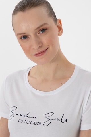 U.S. Polo Assn. Kadın Beyaz Bisiklet Yaka Tişört 50305746-VR013