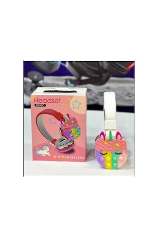 Kt-55c Unicorn Popit Kablosuz Kulaklık Şarjlı Kulaküstü Bluetooth Kulaklığı Mikrofonlu Hafıza Kartı Girişli Sevimli Kulaklık