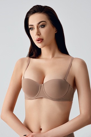 New Bra Kadın B Kap Desteksiz Çıkarılabilir Askılı Straplez Basic Sütyen Cappuccino 7050 Cappuccino