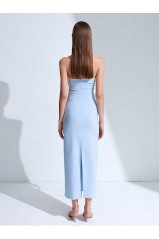 Dilvin 91368 Straplez Midi Elbise-açık Mavi