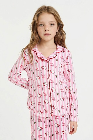 Defacto Hello Kitty Yılbaşı Temalı Pijama Takımı Uzun Kollu Üst Uzun Alt Kız Çocuk G6458A825WN