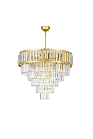 Lora 55 Cm'lik Kristal Cam Taşlı Lüks Avize - Sarı Yaldız Sarı Yaldız