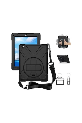 Apple Uyumlu iPad 2 3 4 Kılıf Defender Askılı Zırhlı Tank Case A1395 A1396 A13 - Siyah