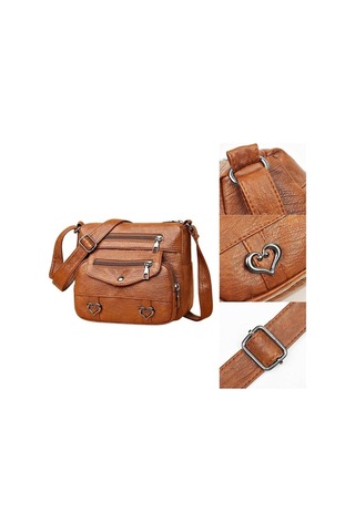 Leezsing Kadın Retro Omuz Çantası Ayarlanabilir Omuz Askıları Kalp Dekor Askılı Çanta Çok Cepli Çok Amaçlı Diğer