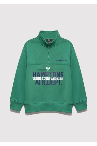 Mavi - Baskılı Kapüşonlu Yeşil Sweatshirt 6s10169-71697 Yeşil