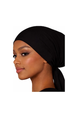 Hijabchi Siyah Dikişsiz Bone Düz Ve Dantelli Hacimli Model Kaymaz Şal Altı Bone
