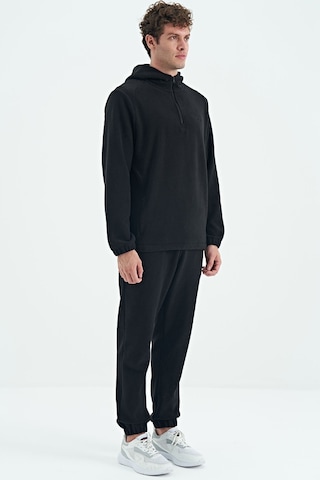 Tommy Life Hektor Siyah Kapüşonlu Polar Erkek Eşofman Takım - 85227 Siyah