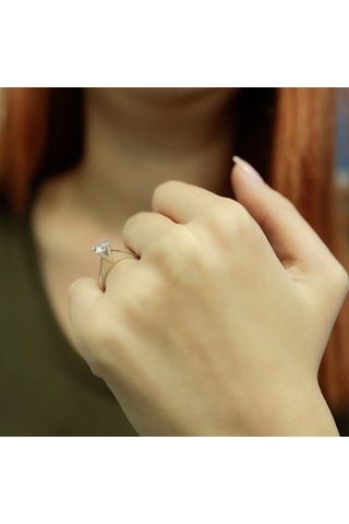 Lova D Renk 0,41 Karat Pırlanta Tektaş Yüzük - HRD Sertifikalı - 1040004