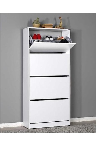 Adore Flat Duo Üç Katlı Geniş Ayakkabılık Dolabı Beyaz Shc-540-bb-1