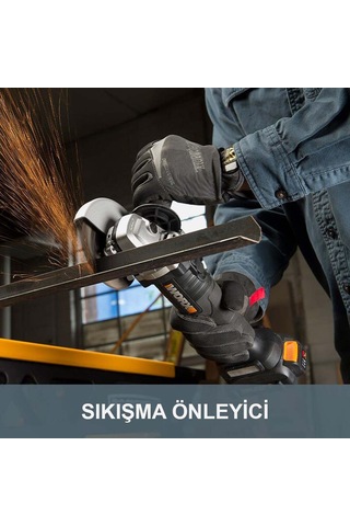 Worx WX813 115 MM Akülü Profesyonel Avuç Taşlama Makinesi