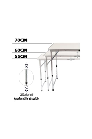 FUNKY CHAIRS Tabureli Katlanabilir Piknik Masası Seti - Gri