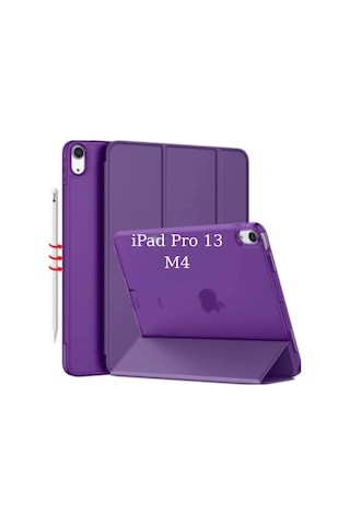 Fuchsia Apple iPad Pro 13 2022 M4 Çip İle Uyumlu Kalemlikli Standlı Katlanabilir Smart Cover Tablet Kılıfı Kapaklı Kılıf