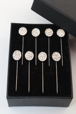 Numetal 8li Kristal Taşlı Beyaz Eşarp Iğnesi. Şal Iğnesi. Türban Iğnesi. Başörtü Iğnesi. Eşarp Ve Şal Iğnesi Gümüş Gri