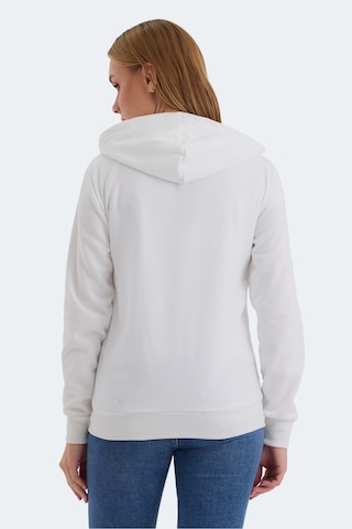 Slazenger Katya Kadın Fermuarlı Kapüşonlu Cepli Beyaz Sweatshirt Beyaz