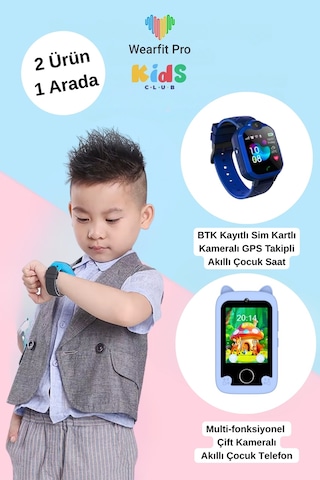 Wearfitpro Sim Kartlı Btk Kayıt Gps Konum Takipli Kameralı Akıllı Çocuk Saat Ve Multifonksiyonel Çocuk Telefonu