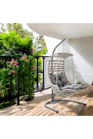 Alaçatı Plus Tekli Rattan Bahçe Balkon Salıncağı Cappuccino Diğer