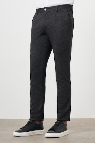 Morven Erkek Siyah Poliviskon Trend Pileli Slim Fit Spor Pantolon Siyah