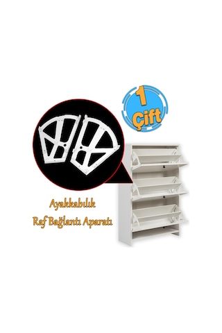 Ayakkabılık Açılır Kapanır Raf Bağlantı Aparatı Plastik 1 Takım Sağ Sol Farklı Bölmeli Beyaz Renk