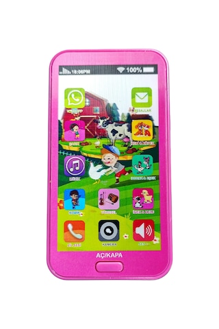 Oyuncak Kukuli Cep Telefonu Dokunmatik 12 Fonksiyonlu Türkçe Sesli Işıklı Müzikli Telefon Pembe