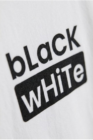 Kadın Oversize Tişört Black White Baskılı Beyaz