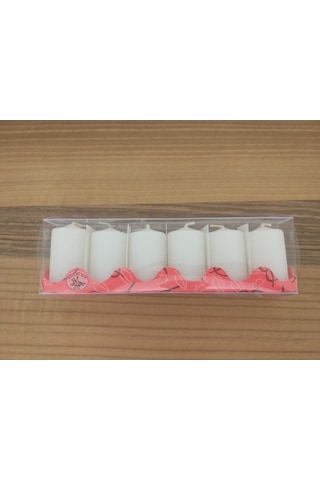 6'Lı Kokusuz Bozkurt Silindir Mum 3*6Cm Beyaz (352330318)
