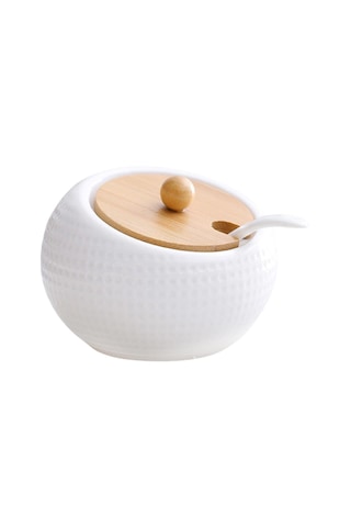 Suntek Seramik Baharat Kavanozları Mutfak Çay Biber Domates 10cmx7cm Beyaz