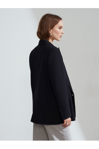 Dilvin 60784 Kruvaze Blazer Ceket-siyah Siyah