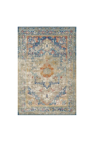 Latte Dizayn Kenzie Kadife Pamuk Tabanlı Yıkanabilen Kaydırmaz Antibakteriyel Salon Halısı 80x150 Çok Renkli