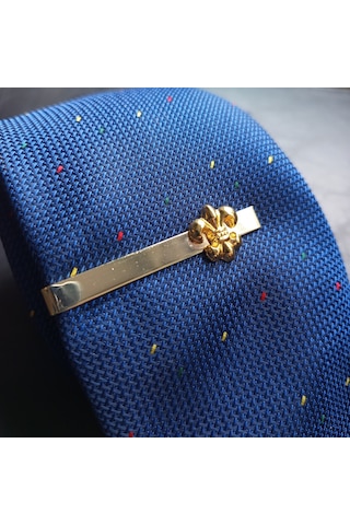 Fleur De Lis Figürlü Geçmeli Kol Düğmesi Ve Kravat İğnesi Seti Altın