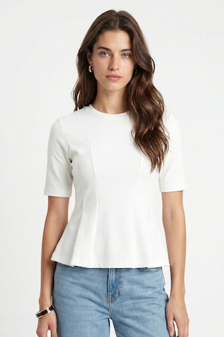 Ritnice Kadın Ella Beyaz Peplum Bluz Beyaz