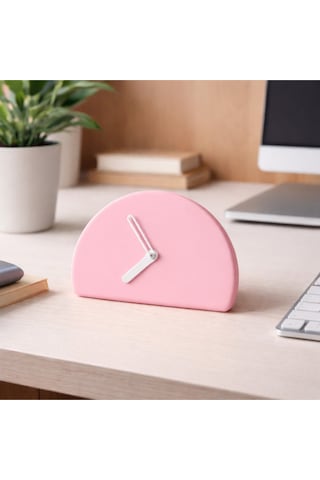 Modern Minimalist Yarım Daire Masa Saati - 5 Renk Seçeneği Pembe