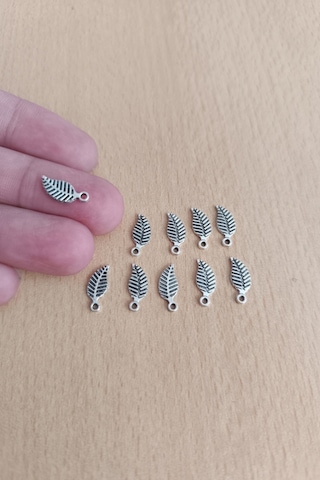 Tesbih Püskül Sallantı Aparatı Yaprak Model Metal Aparat 10 Adet Gri Gri
