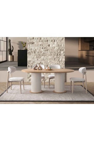 Minima Yemek Masası Takımı 6 Kişilik Takım Bej