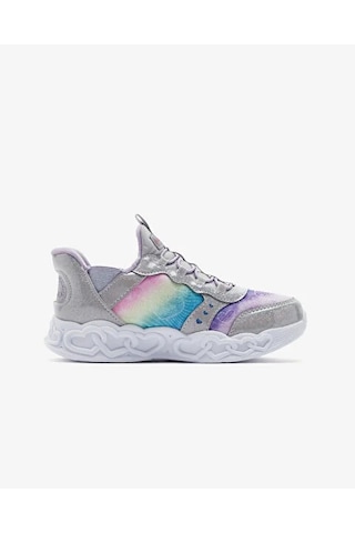 Skechers Infinite Heart Lights Kız Çocuk Gri Işıklı Spor Ayakkabı Gümüş
