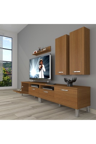 Decoraktiv Eko 5200d Mdf Krom Ayaklı Tv Ünitesi Tv Sehpası Ceviz