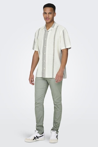 Only & Sons Erkek Onscaıden Kısa Kollu Keten Gömlek 22026109 Oliv Olive