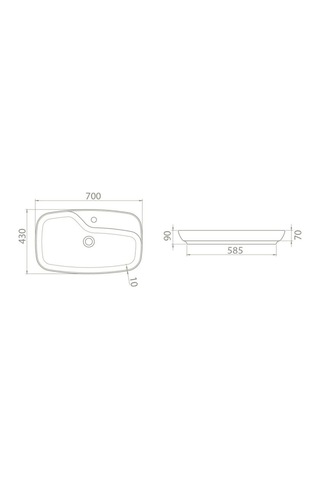 Turkuaz Seramik Cerastyle Nova Çanak Lavabo 70CM Tezgah Üstü Standart